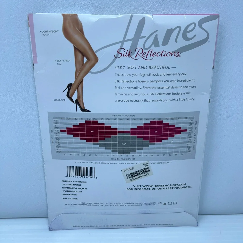 Hanes Womens Size CD Travel Buff Silk Reflections Silky Sheer Pantyhose 715